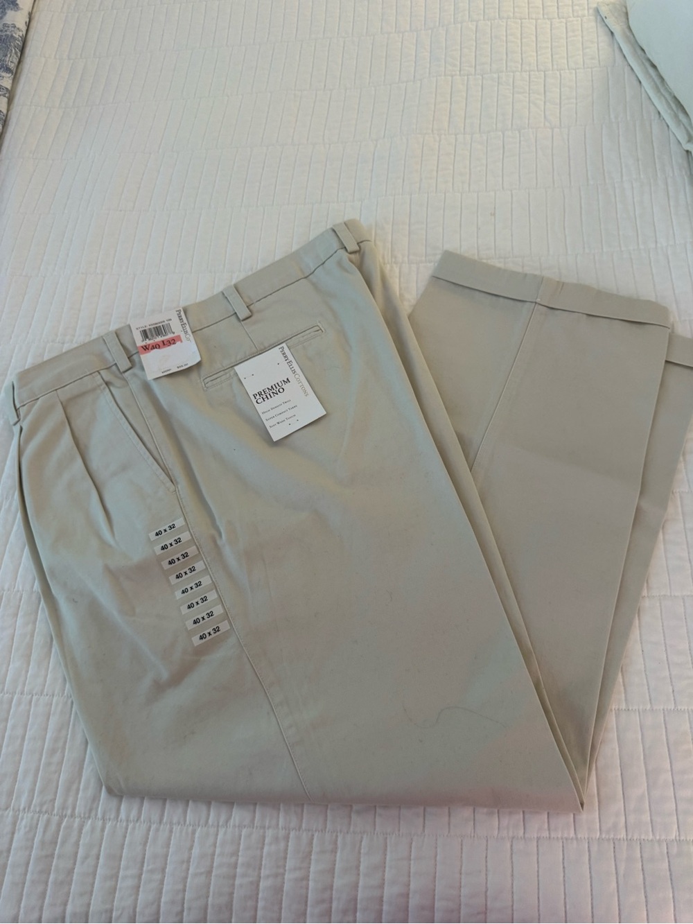 Perry Ellis Cottons Men’s Premium Chino Pants in Light Beige - Classic Fit